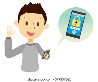 Man password input was successful on a mobile phone