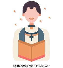 Man with a pastor uniform vector illustration in flat color design