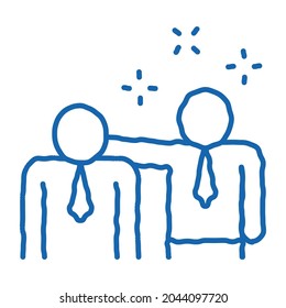 Man Pat Shoulder sketch icon vector. Hand drawn blue doodle line art Man Pat Shoulder sign. isolated symbol illustration