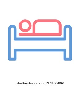 Man Patient in Bed Simple Line Icon in minimal style - vector eps