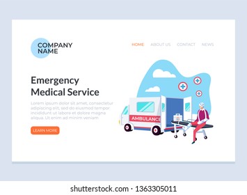 Man patient character sitting on stretcher. First aid healthcare medicine concept. Vector flat cartoon graphic design illustration