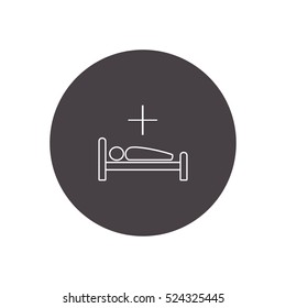 man, patient in medical bed outline icon vector, for mobile and web design 