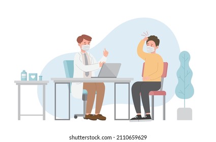 Man patient medical consultation or diagnosis treatment in doctor office, healthcare concept, nursing and medical staff