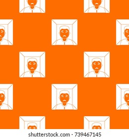 Man pattern repeat seamless in orange color for any design. Vector geometric illustration