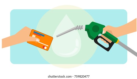 A Man Paying Gasoline Fuel Using Credit Card