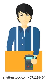 Man paying with smart watch.