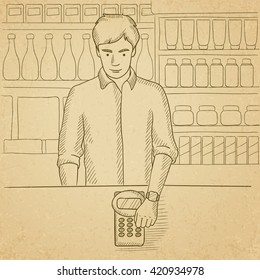 Man paying with smart watch.