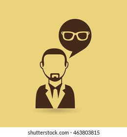 man with pc icon and computer, vector illustration