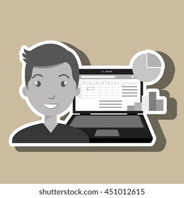 man with pc isolated icon design, vector illustration  graphic 