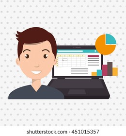man with pc isolated icon design, vector illustration  graphic 