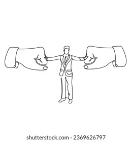 The man is a peacemaker one line Minimalist. Vector illustration. Continuous one line drawing.