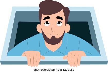 Homem espiando de olho de homem, feliz Dia Internacional de Comemoração pela Abolição da Escravidão