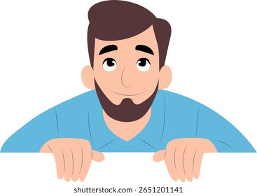 Homem espiando sobre camisas azuis, feliz Dia Internacional de Comemoração pela Abolição da Escravidão