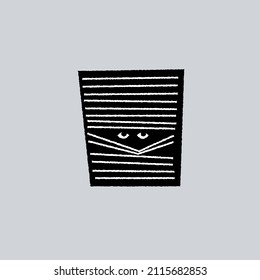 Man peeking through the blinds. Vector illustration. Icon