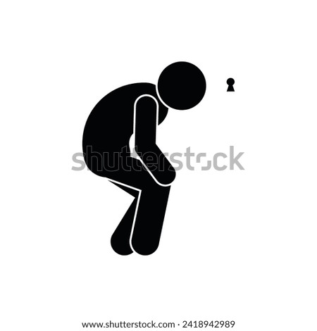 man peeking through the keyhole, espionage icon