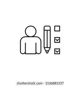 Man, pen, plan icon. Simple line, outline vector of confidential information icons for ui and ux, website or mobile application