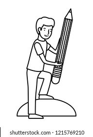man with pencil avatar character