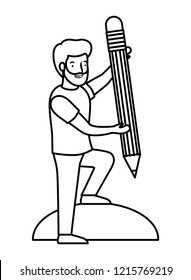 man with pencil avatar character