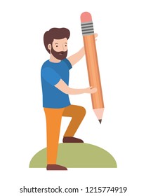 man with pencil avatar character