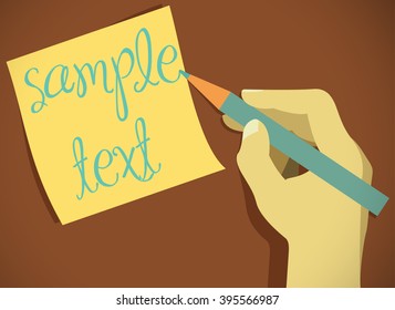 man with pencil in hand is writing a text 
