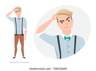 A man is pensive, thinking and scratching his head.