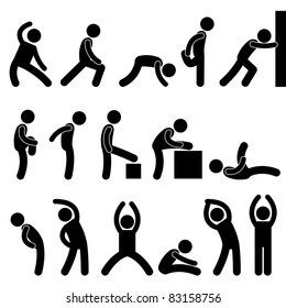 Man People Athletic Exercise Stretching Warm Up Sign Symbol Pictogram Icon
