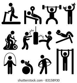 Man People Athletic Gym Gymnasium Body Building Exercise Healthy Training Workout Sign Symbol Pictogram Icon