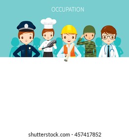 Man, People With Different Occupations Set On Banner, Profession, Avatar, Worker, Job, Duty