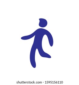 Man people running position. Posture blue stickman figure. Vector standing person icon symbol sign pictogram on white background