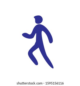 Man people running position. Posture blue stickman figure. Vector standing person icon symbol sign pictogram on white background