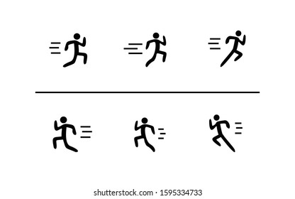 Man people running position. Posture stickman figure. Vector person icon symbol sign pictogram on white background