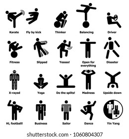 Man people stick icons set. Simple illustration of 20 man people stick vector icons for web