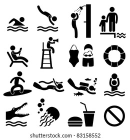 Man People Swimming Pool Sea Beach Sign Symbol Pictogram Icon
