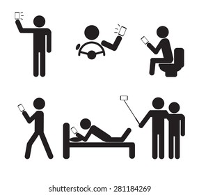 Man People Using Smartphone Vector Illustration