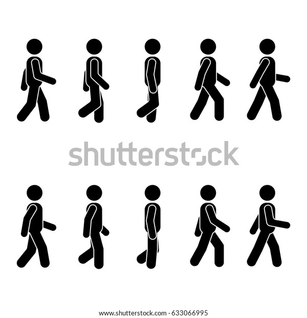 人は様々な歩き方をする 姿勢スティックのフィギュア 白い背景にベクター画像の立人のアイコンシンボル記号ピクトグラム のベクター画像素材 ロイヤリティフリー