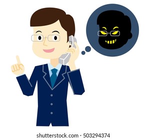 Man perform a telephone solicitation