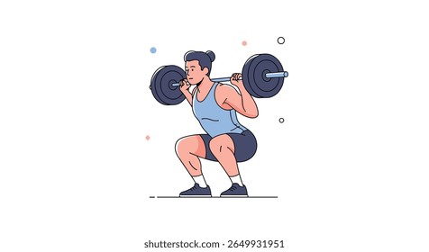 A man performing a barbell squat exercise for strength training and muscle building