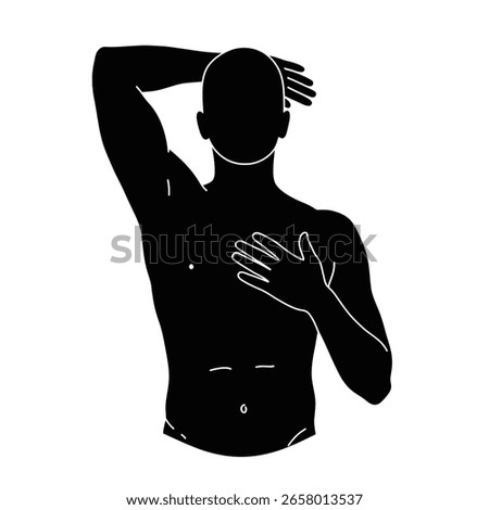 Man Performing Breast Self Examination Silhouette for Health Awareness and Early Detection of Cancer