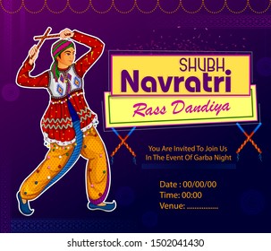Hombre interpretando dandiya y bailando garba venta y publicidad promocional en vectores