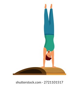 Hombre realizando pose de yoga en la cabeza, promoviendo el equilibrio, la fuerza y la atención plena