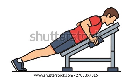 A man performing an incline push-up exercise on a gym bench, demonstrating a fitness workout for strength and muscle building.