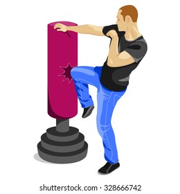 Man performing kickboxing workout