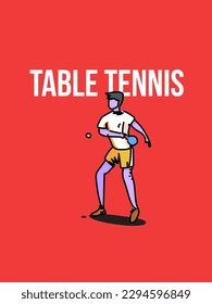 A man performing to play table tennis. Vector illustration of trendy doodle art and abstract cartoon character