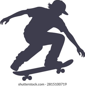Man Performing Skateboard Trick Silhouette Vector Illustration Design