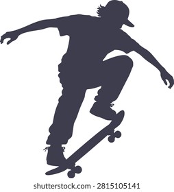 Man Performing Skateboard Trick Silhouette Vector Illustration Design