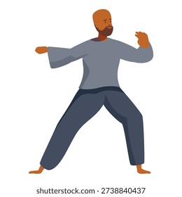 Man performing a tai chi chuan exercise, promoting physical and mental wellbeing