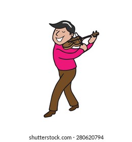 Man performing violin cartoon vector