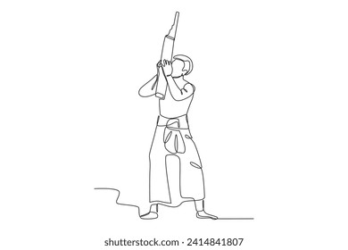 A man performs his dance. Tradition one-line drawing