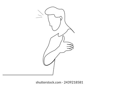 man person arm shoulder pain problem health one line art design vector