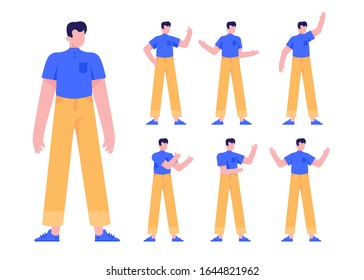 Man Person Character Set Male in Casual Suits Flat Vector Design Illustration